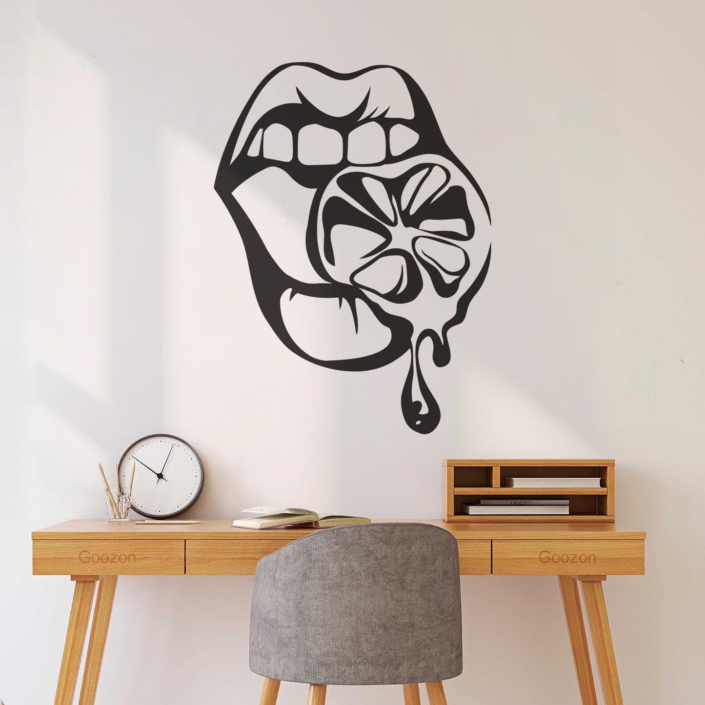 Fine Carving Stickers Appeal Girl Lips Lemon Orange Cool Multiple Size Options