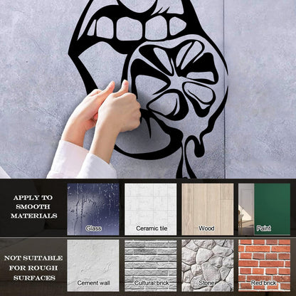 Fine Carving Stickers Appeal Girl Lips Lemon Orange Cool Multiple Size Options