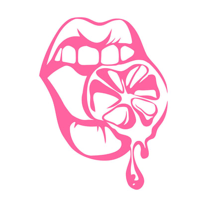 Fine Carving Stickers Appeal Girl Lips Lemon Orange Cool Multiple Size Options