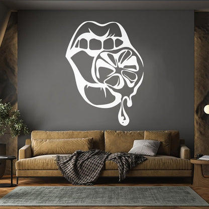 Fine Carving Stickers Appeal Girl Lips Lemon Orange Cool Multiple Size Options