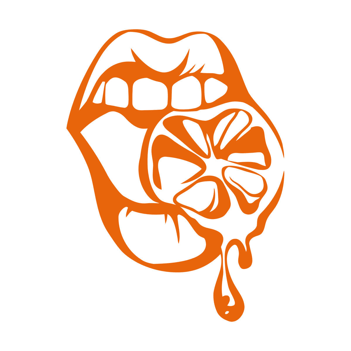 Fine Carving Stickers Appeal Girl Lips Lemon Orange Cool Multiple Size Options