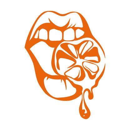 Fine Carving Stickers Appeal Girl Lips Lemon Orange Cool Multiple Size Options