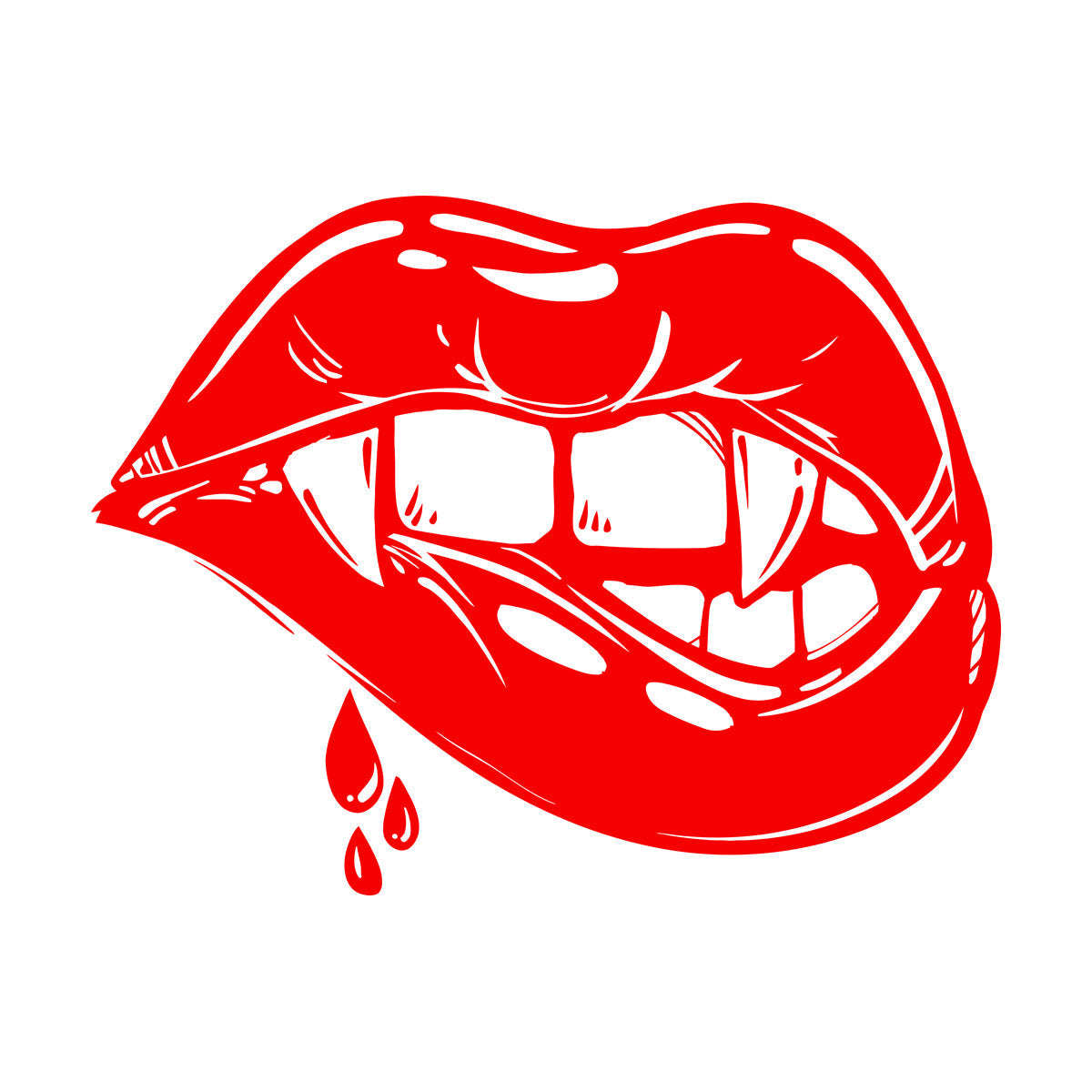 Vinyl Wall Stickers Appeal Lips Vampire Fangs Girl Fantasy Halloween Glass Stickers