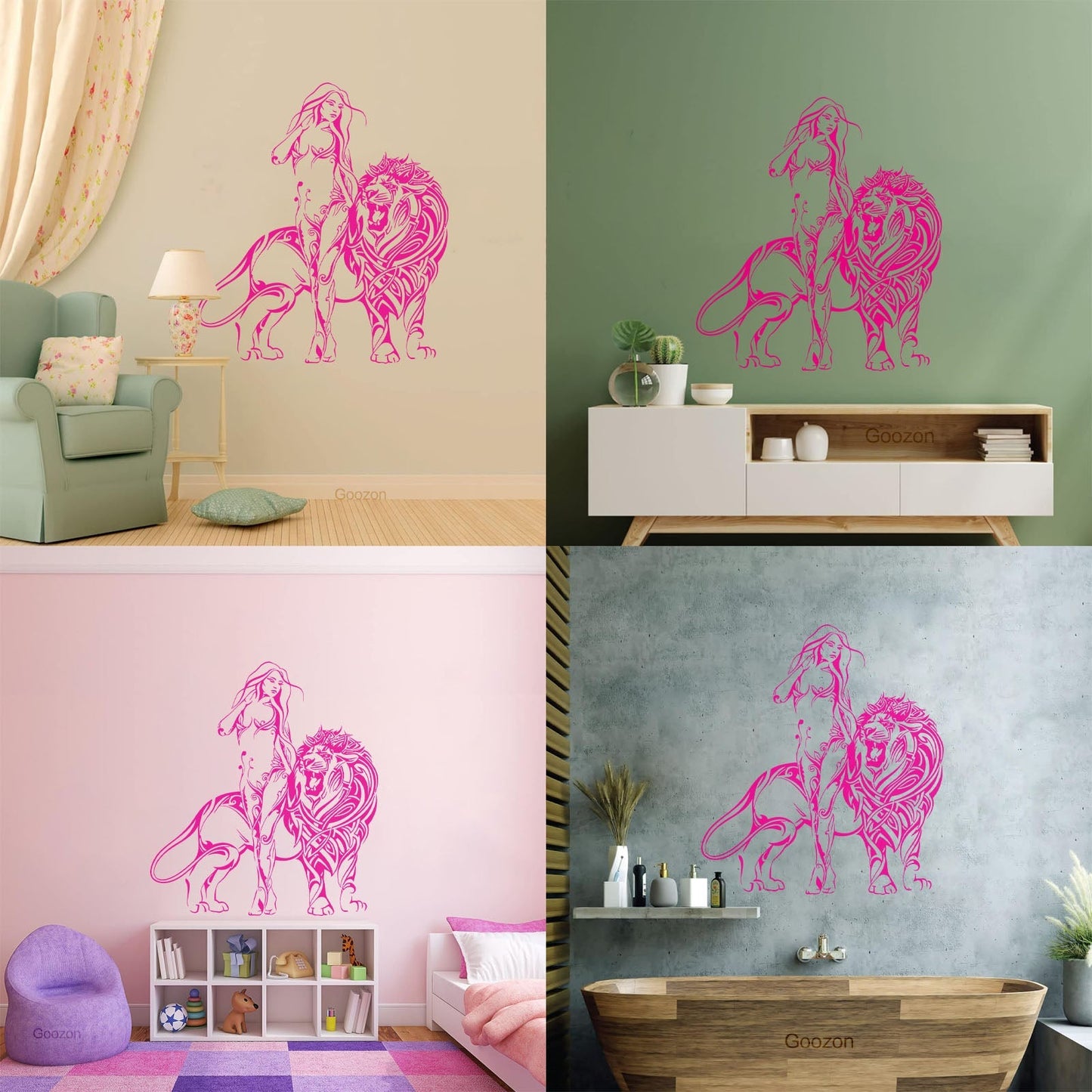 Appeal Girl Lion King Predator Wall Stickers Paster Paper Do Not Damage The Wall Surface