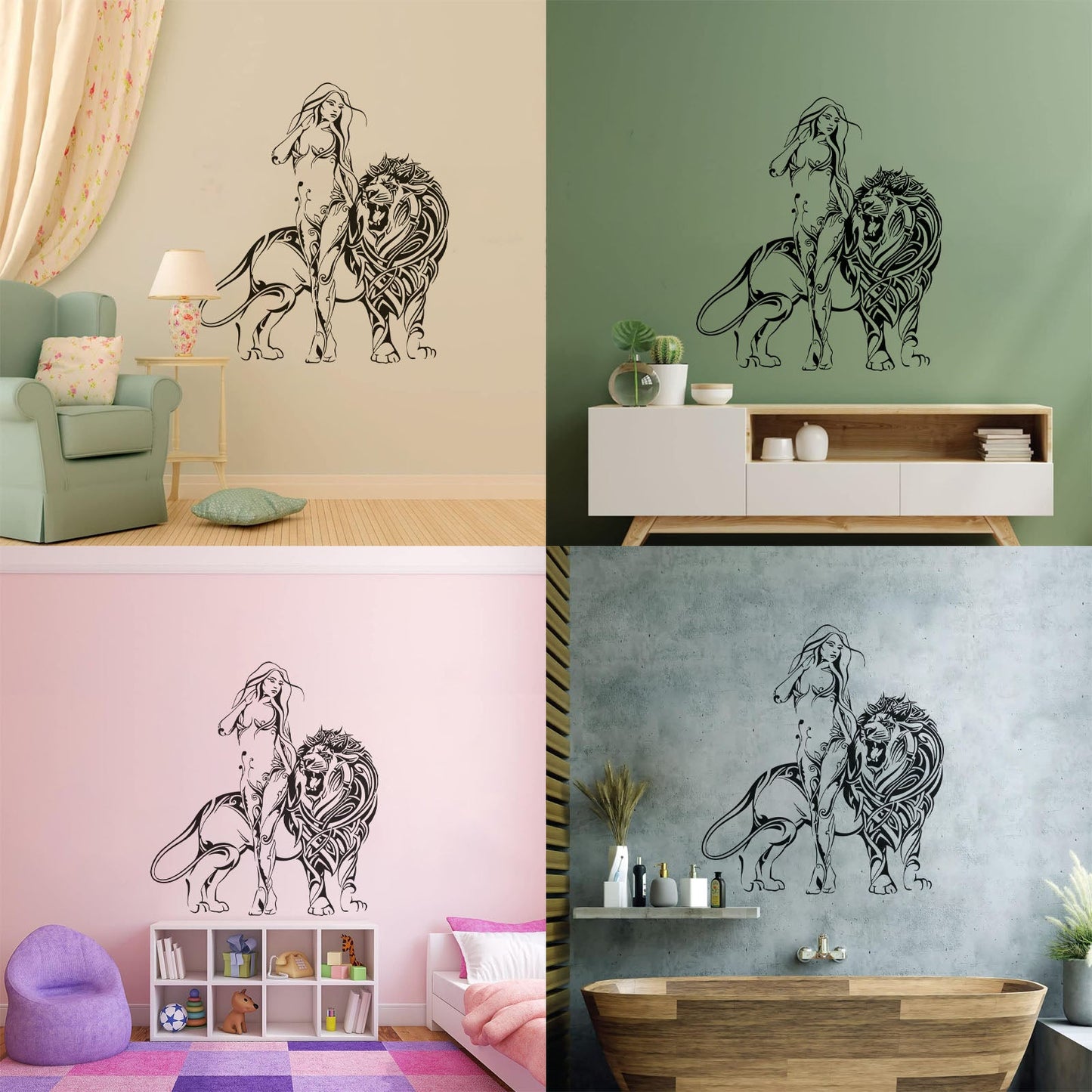 Appeal Girl Lion King Predator Wall Stickers Paster Paper Do Not Damage The Wall Surface