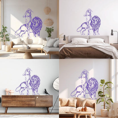 Appeal Girl Lion King Predator Wall Stickers Paster Paper Do Not Damage The Wall Surface