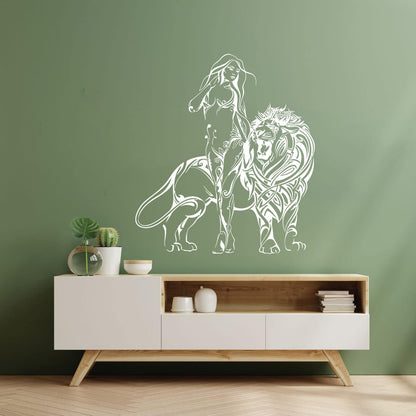 Appeal Girl Lion King Predator Wall Stickers Paster Paper Do Not Damage The Wall Surface