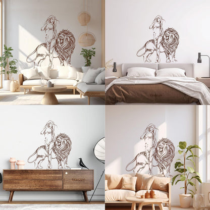 Appeal Girl Lion King Predator Wall Stickers Paster Paper Do Not Damage The Wall Surface