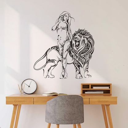 Appeal Girl Lion King Predator Wall Stickers Paster Paper Do Not Damage The Wall Surface