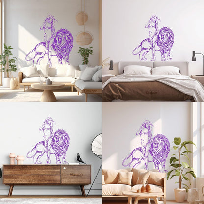 Appeal Girl Lion King Predator Wall Stickers Paster Paper Do Not Damage The Wall Surface