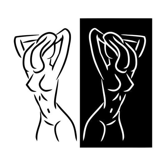 Fine Carving Stickers Appeal Two Girls Silhouette Beautiful Breasts Long Hair Equipped With Transfer Film Kit