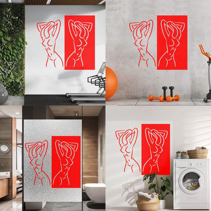 Fine Carving Stickers Appeal Two Girls Silhouette Beautiful Breasts Long Hair Equipped With Transfer Film Kit