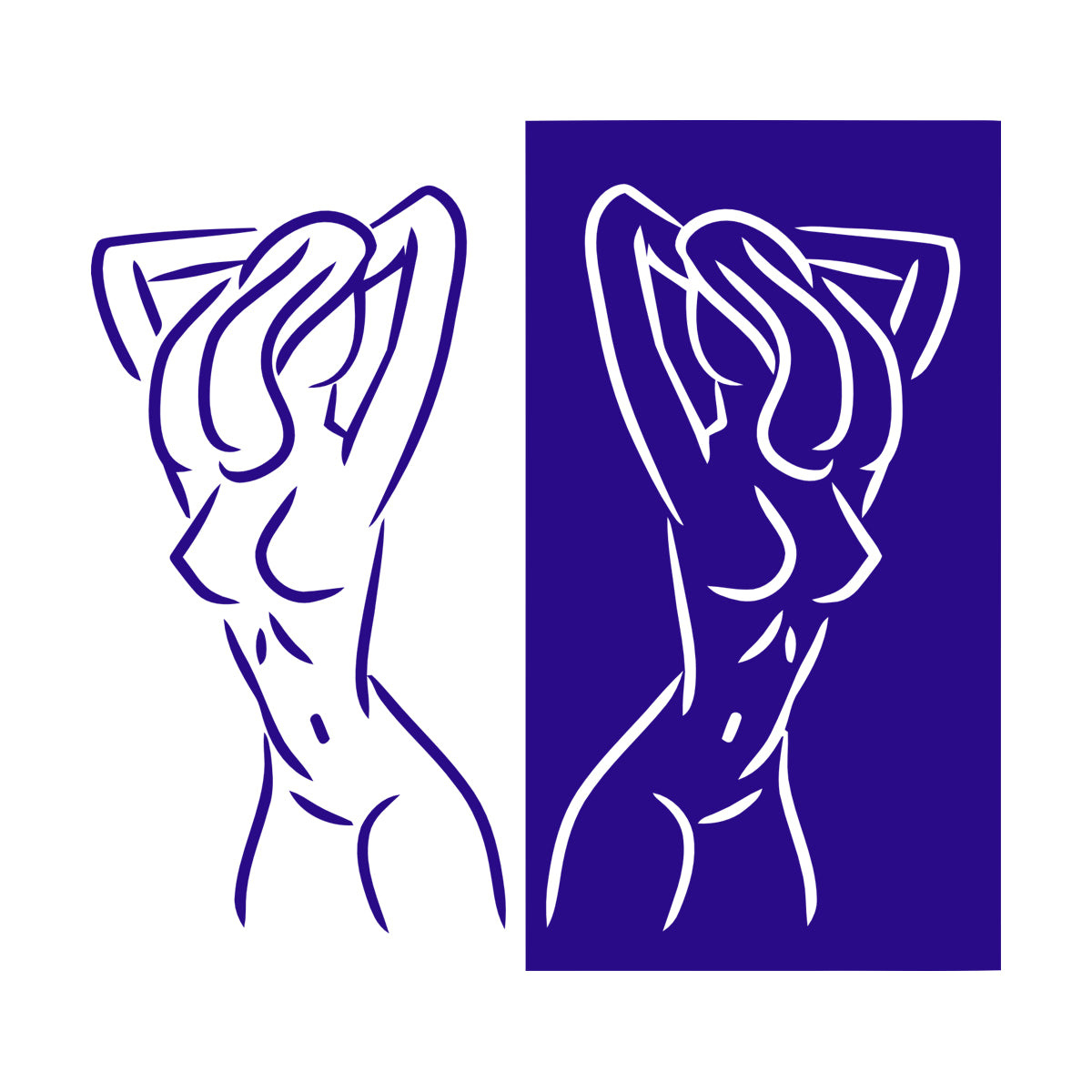 Fine Carving Stickers Appeal Two Girls Silhouette Beautiful Breasts Long Hair Equipped With Transfer Film Kit