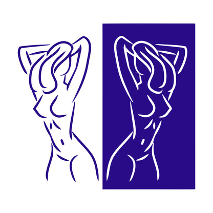 Fine Carving Stickers Appeal Two Girls Silhouette Beautiful Breasts Long Hair Equipped With Transfer Film Kit