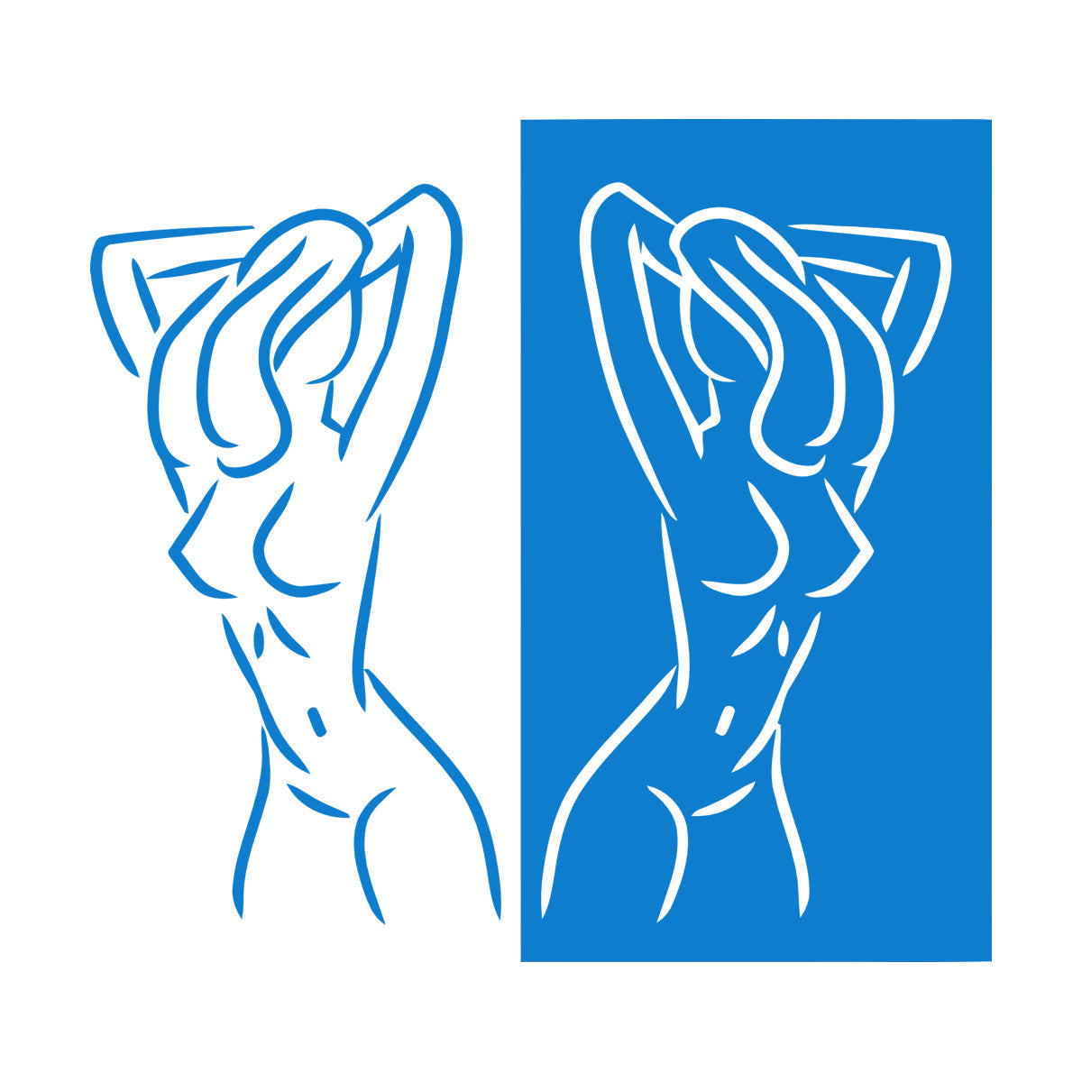 Fine Carving Stickers Appeal Two Girls Silhouette Beautiful Breasts Long Hair Equipped With Transfer Film Kit