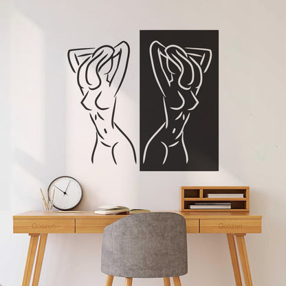 Fine Carving Stickers Appeal Two Girls Silhouette Beautiful Breasts Long Hair Equipped With Transfer Film Kit