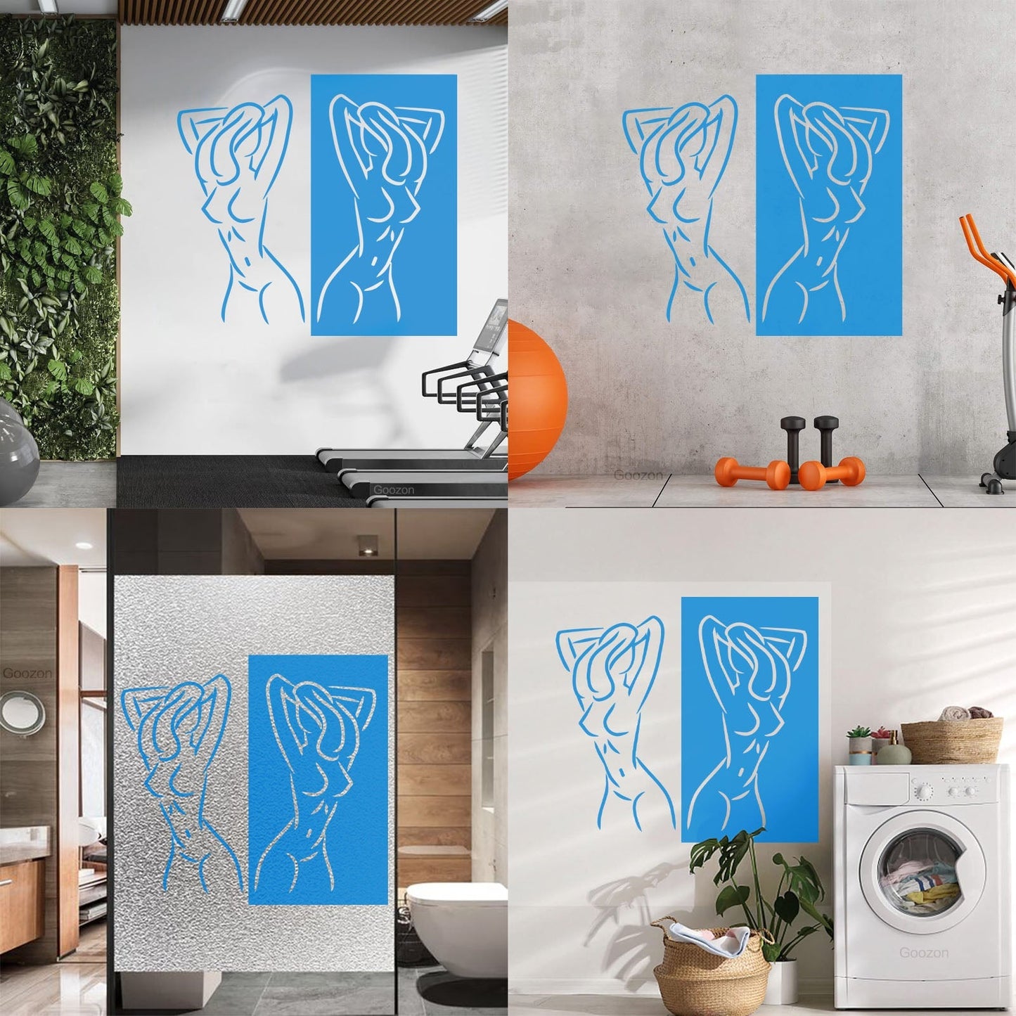 Fine Carving Stickers Appeal Two Girls Silhouette Beautiful Breasts Long Hair Equipped With Transfer Film Kit