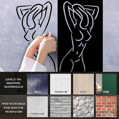 Fine Carving Stickers Appeal Two Girls Silhouette Beautiful Breasts Long Hair Equipped With Transfer Film Kit