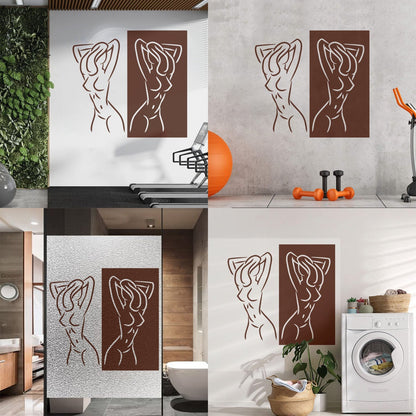 Fine Carving Stickers Appeal Two Girls Silhouette Beautiful Breasts Long Hair Equipped With Transfer Film Kit