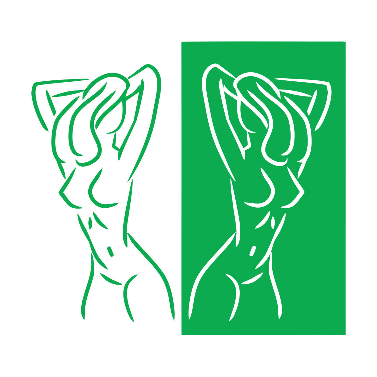 Fine Carving Stickers Appeal Two Girls Silhouette Beautiful Breasts Long Hair Equipped With Transfer Film Kit