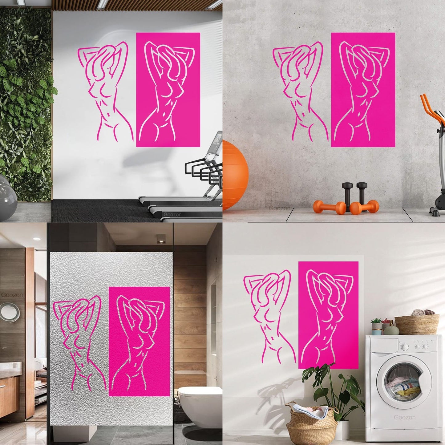 Fine Carving Stickers Appeal Two Girls Silhouette Beautiful Breasts Long Hair Equipped With Transfer Film Kit