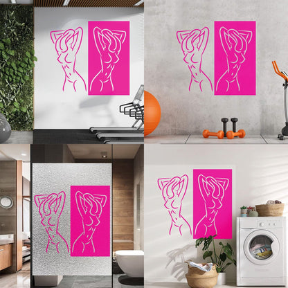 Fine Carving Stickers Appeal Two Girls Silhouette Beautiful Breasts Long Hair Equipped With Transfer Film Kit