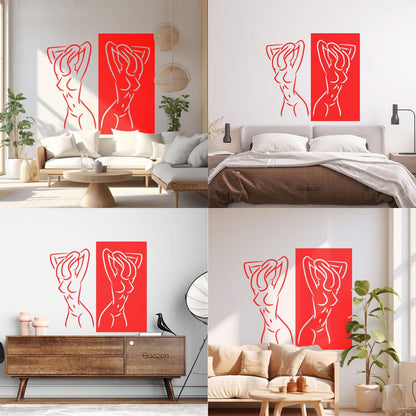 Fine Carving Stickers Appeal Two Girls Silhouette Beautiful Breasts Long Hair Equipped With Transfer Film Kit