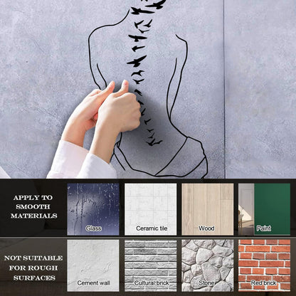Wall Decals Paster Paper Silhouette Sweet Lady Birds Woman Tattoo Art Decoration