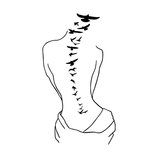 Wall Decals Paster Paper Silhouette Sweet Lady Birds Woman Tattoo Art Decoration