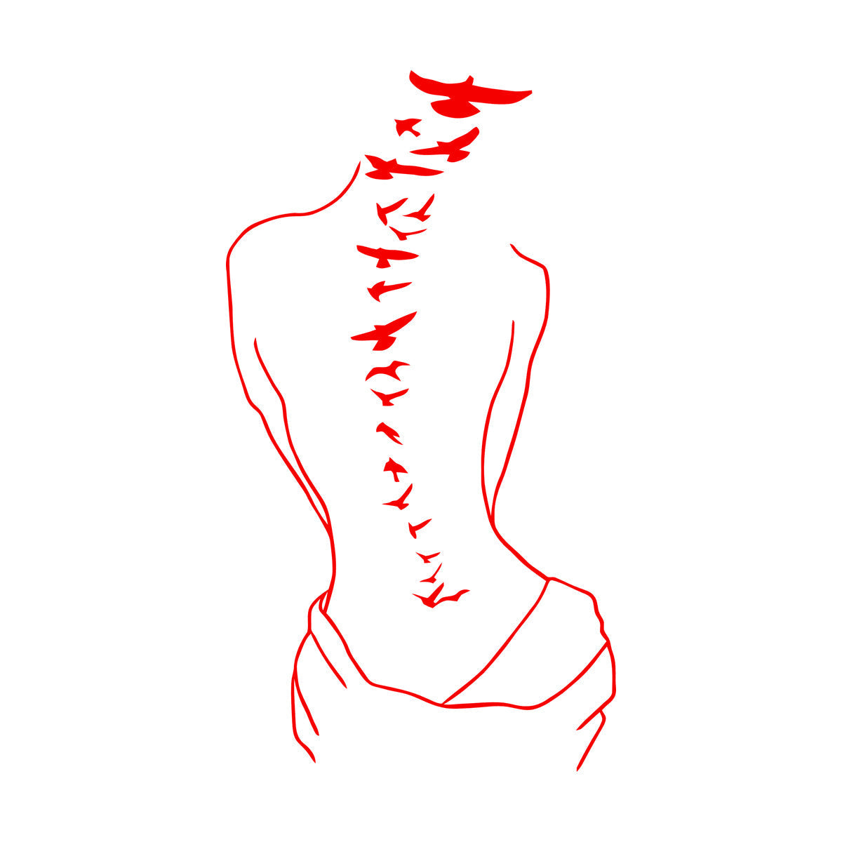 Wall Decals Paster Paper Silhouette Sweet Lady Birds Woman Tattoo Art Decoration