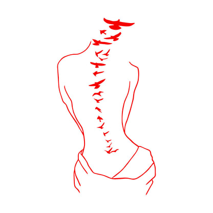 Wall Decals Paster Paper Silhouette Sweet Lady Birds Woman Tattoo Art Decoration