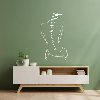 Wall Decals Paster Paper Silhouette Sweet Lady Birds Woman Tattoo Art Decoration