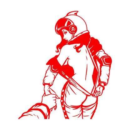 Vinyl Wall Decals Spacesuit Appeal Girl Striptease Come With Me Window Decals