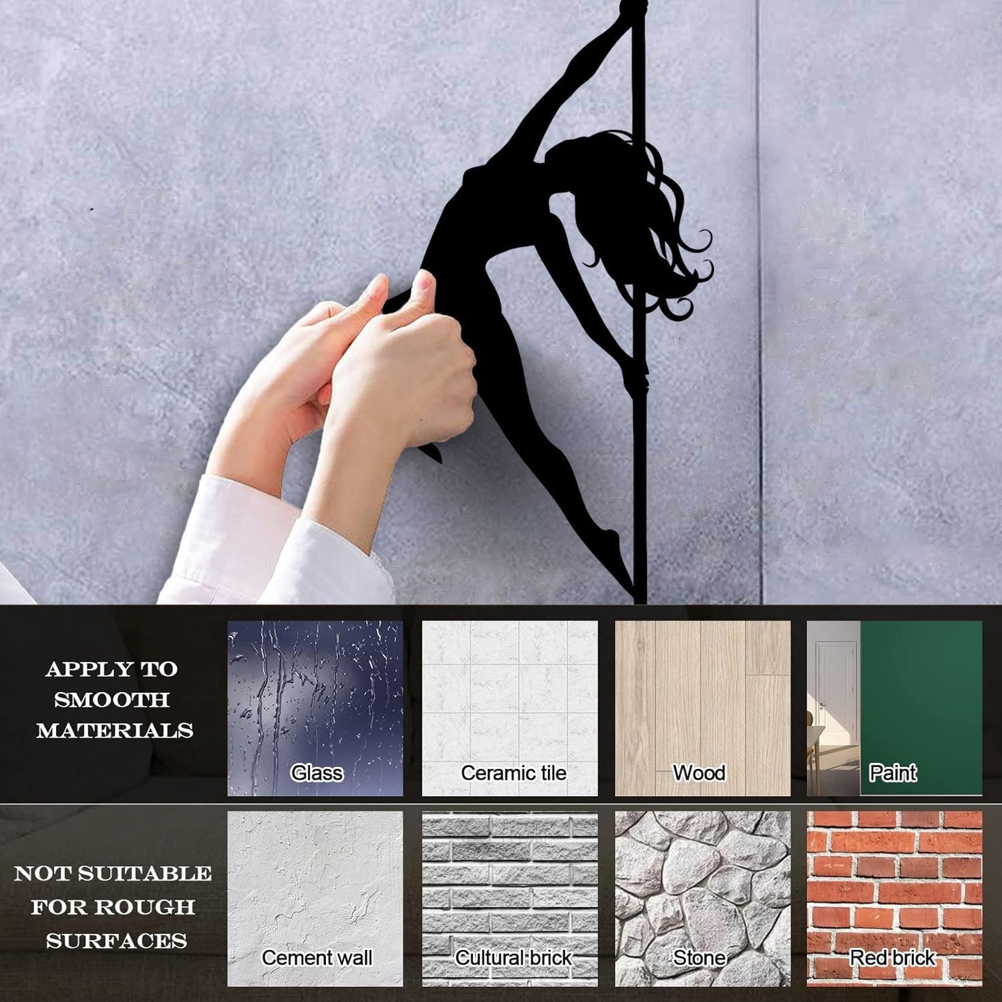 Fine Carving Stickers Stripper Striptease Dancer Girl Pole Dance Self Adhesive