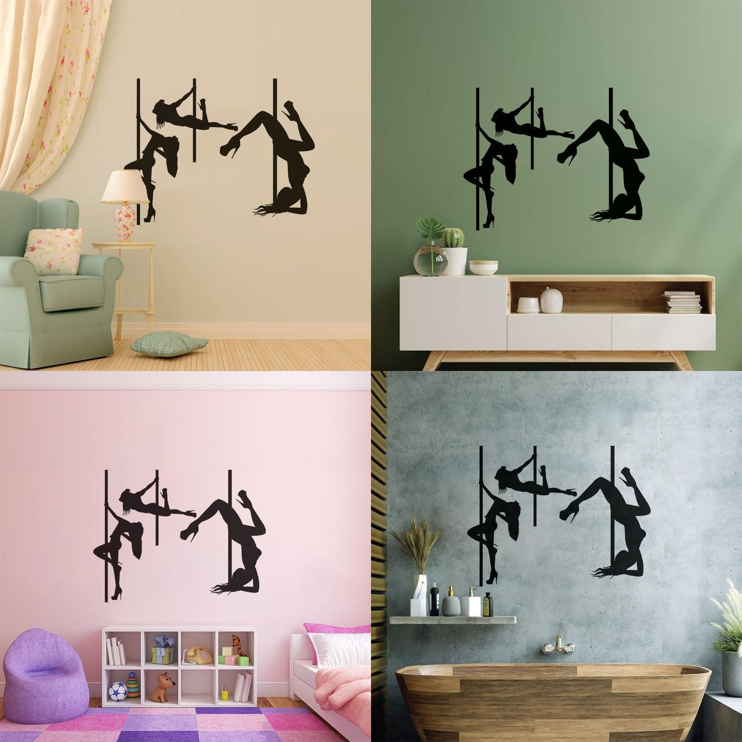 Lettering Decals Striptease Appeal Girls Pole Dance Dancers Art Mural Painting