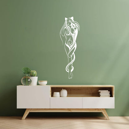 Vinyl Art Sticker Girl Cat Appeal Beautiful Fantasy Self Adhesive