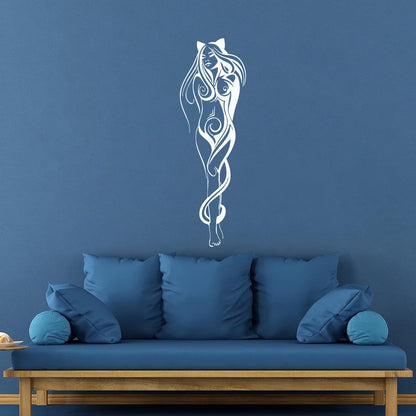 Vinyl Art Sticker Girl Cat Appeal Beautiful Fantasy Self Adhesive