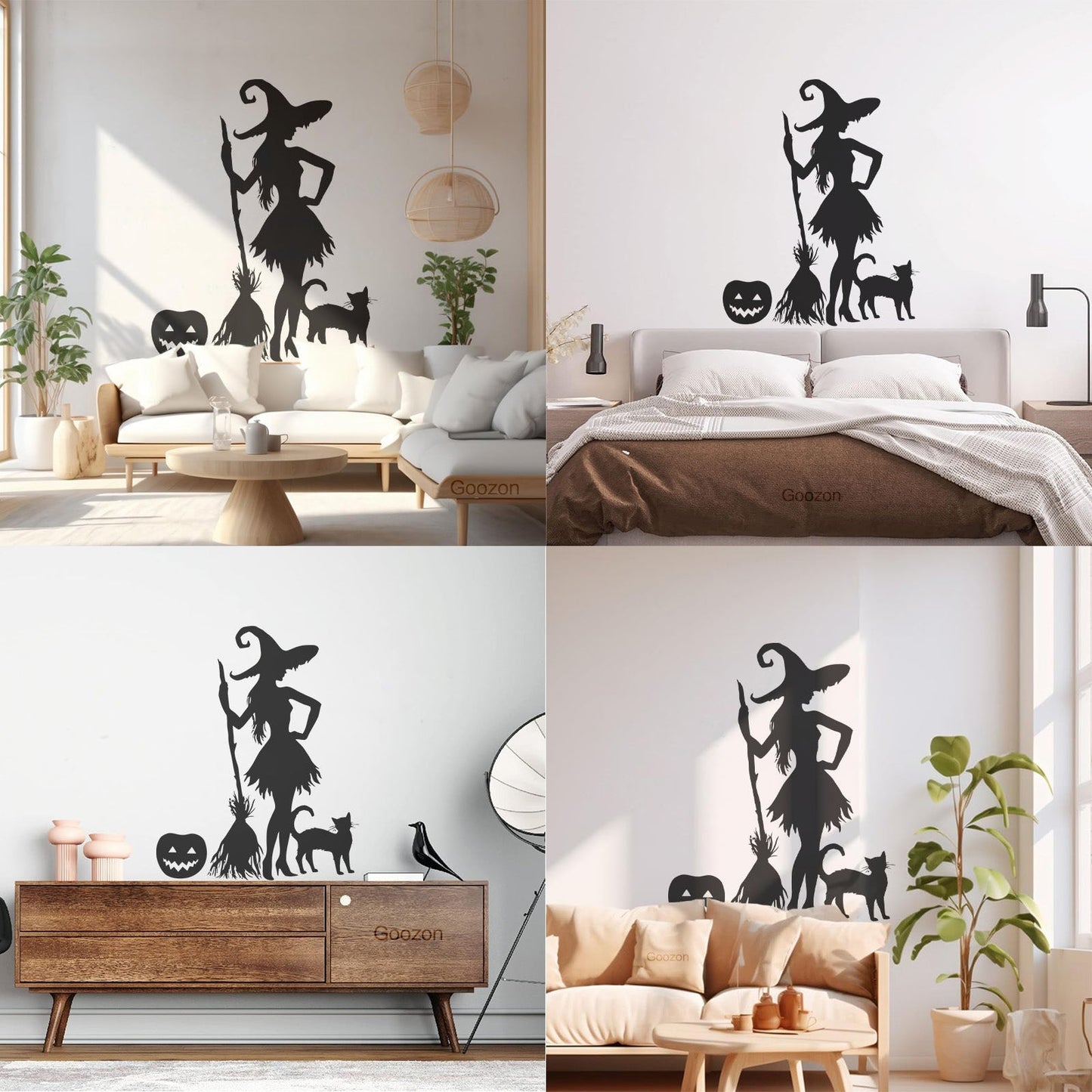 Halloween Pumpkin Witch Broom Cat Magic Monster Engraving Stickers Do Not Damage The Wall Surface