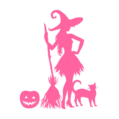 Halloween Pumpkin Witch Broom Cat Magic Monster Engraving Stickers Do Not Damage The Wall Surface
