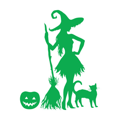 Halloween Pumpkin Witch Broom Cat Magic Monster Engraving Stickers Do Not Damage The Wall Surface