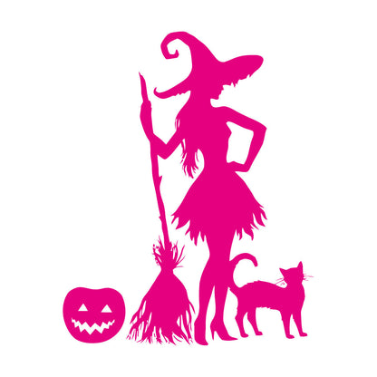Halloween Pumpkin Witch Broom Cat Magic Monster Engraving Stickers Do Not Damage The Wall Surface