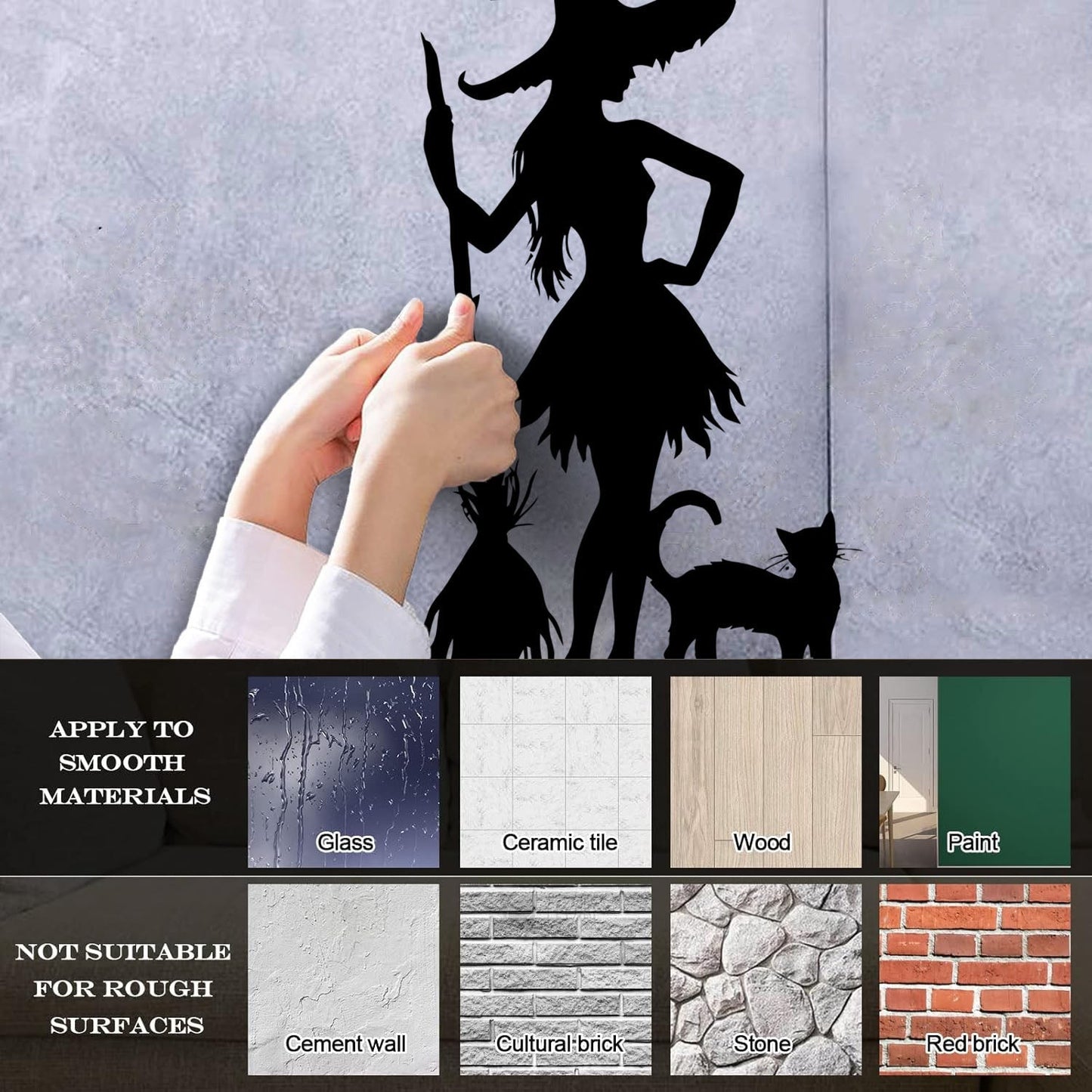 Halloween Pumpkin Witch Broom Cat Magic Monster Engraving Stickers Do Not Damage The Wall Surface