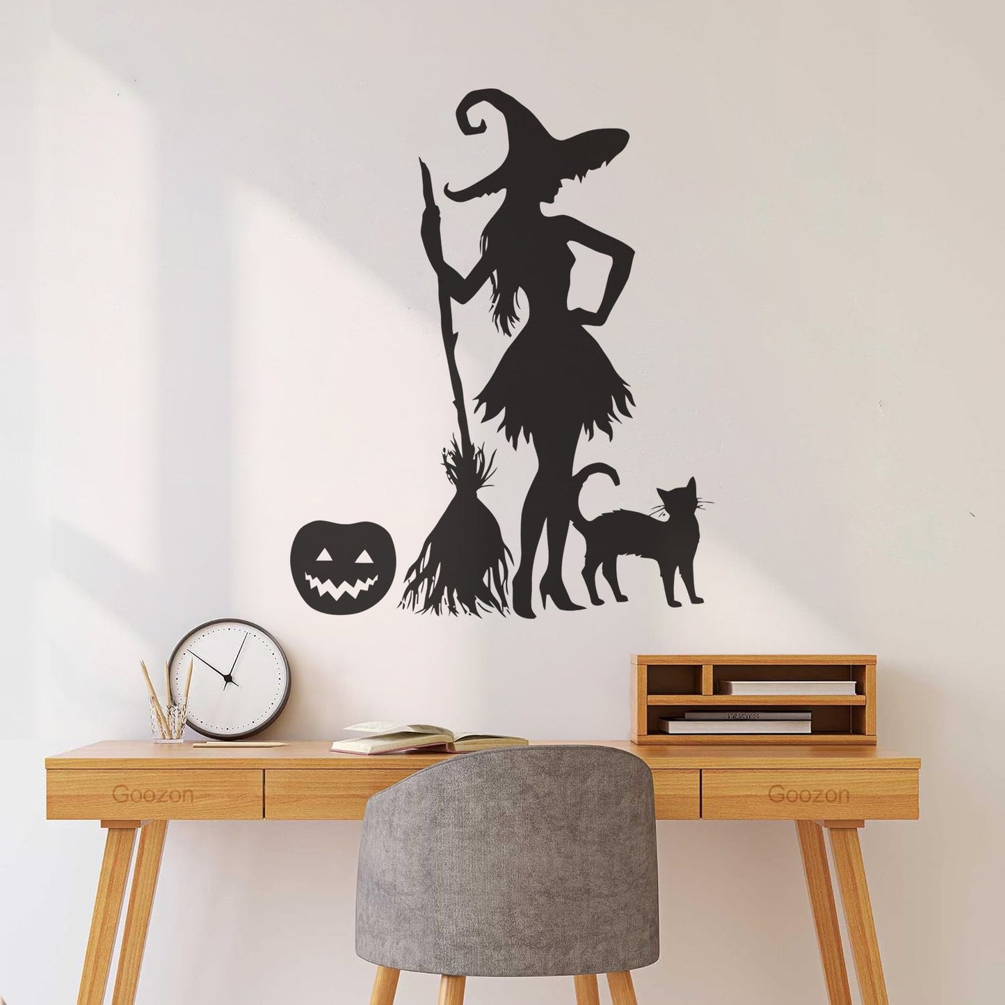 Halloween Pumpkin Witch Broom Cat Magic Monster Engraving Stickers Do Not Damage The Wall Surface