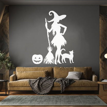 Halloween Pumpkin Witch Broom Cat Magic Monster Engraving Stickers Do Not Damage The Wall Surface