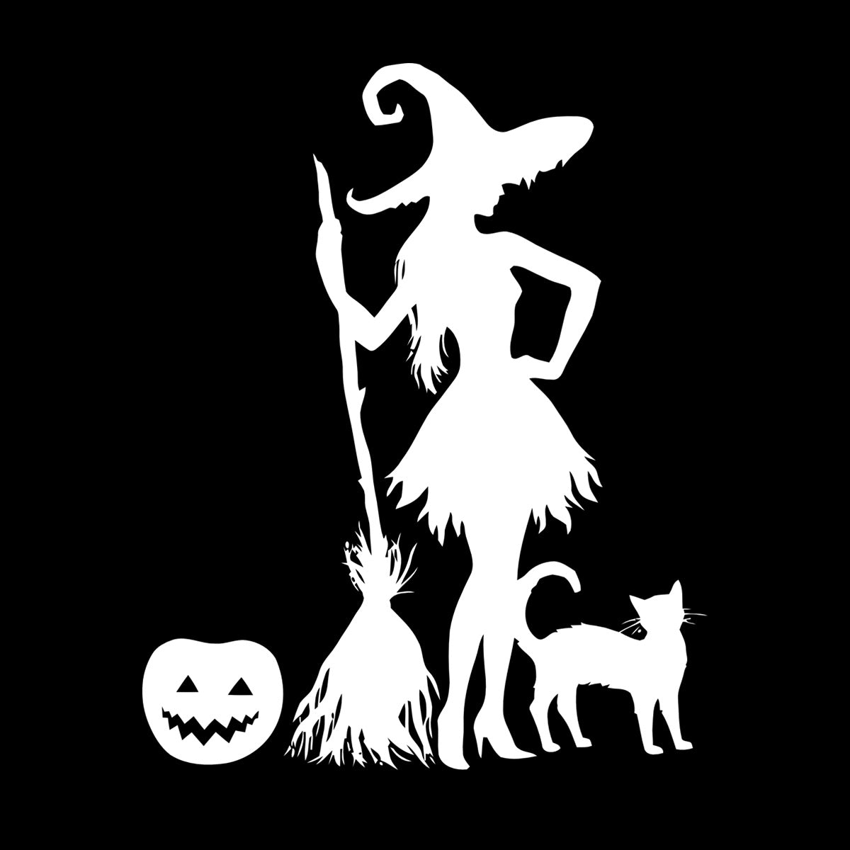 Halloween Pumpkin Witch Broom Cat Magic Monster Engraving Stickers Do Not Damage The Wall Surface