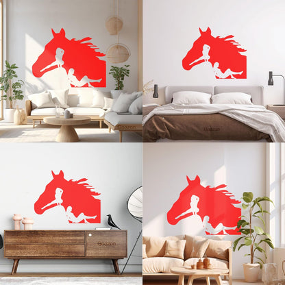 Lettering Decals Horse Head Silhouette Appeal Girls Multi Color Selection
