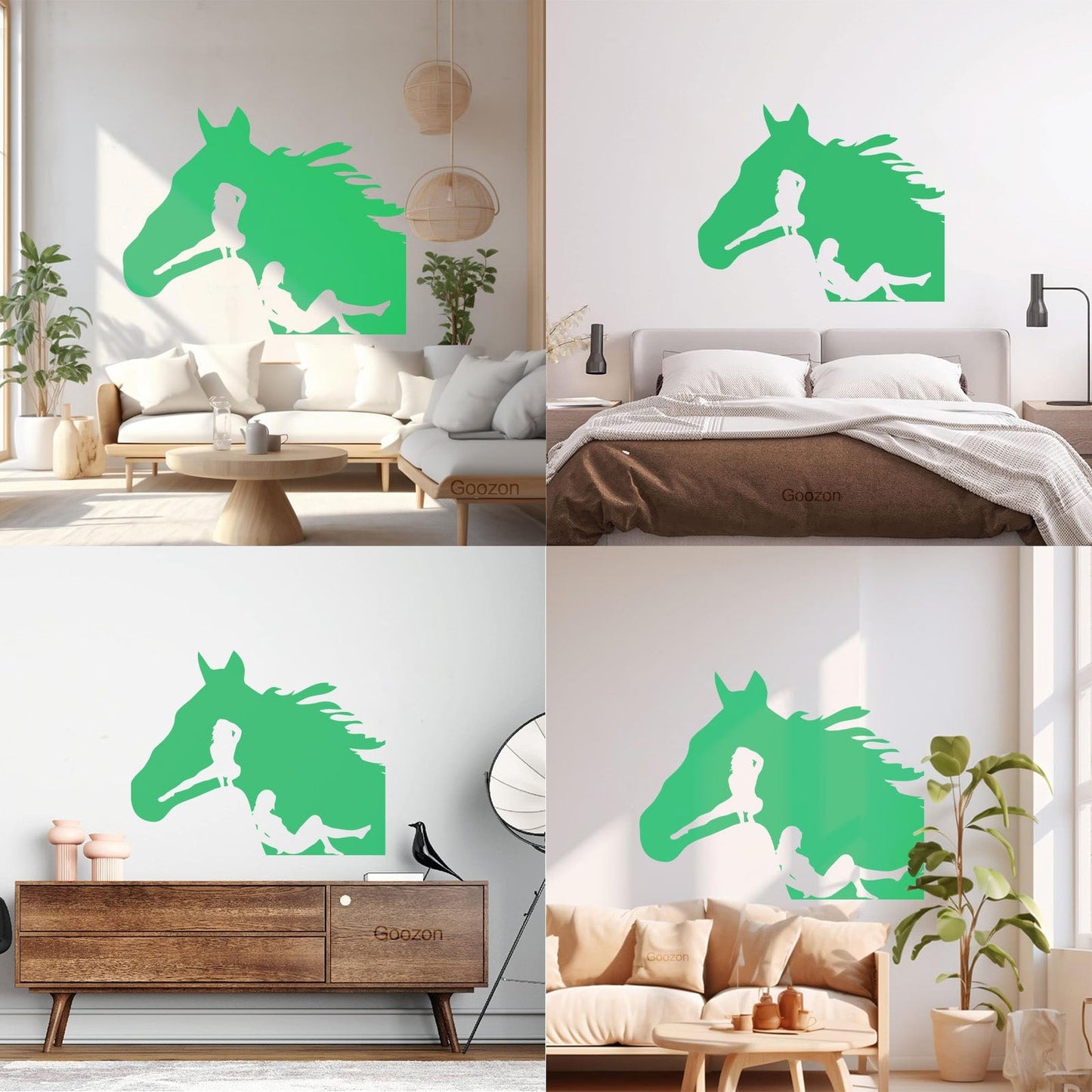 Lettering Decals Horse Head Silhouette Appeal Girls Multi Color Selection