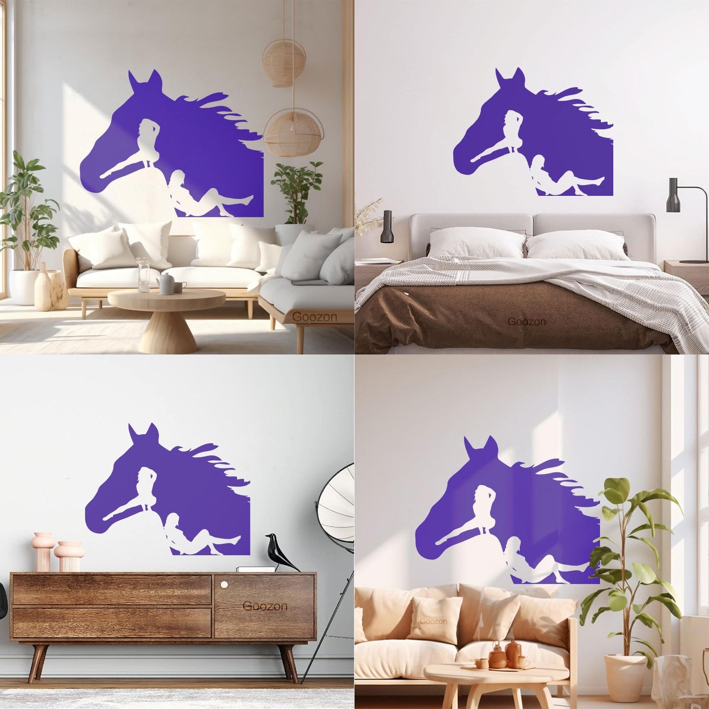 Lettering Decals Horse Head Silhouette Appeal Girls Multi Color Selection