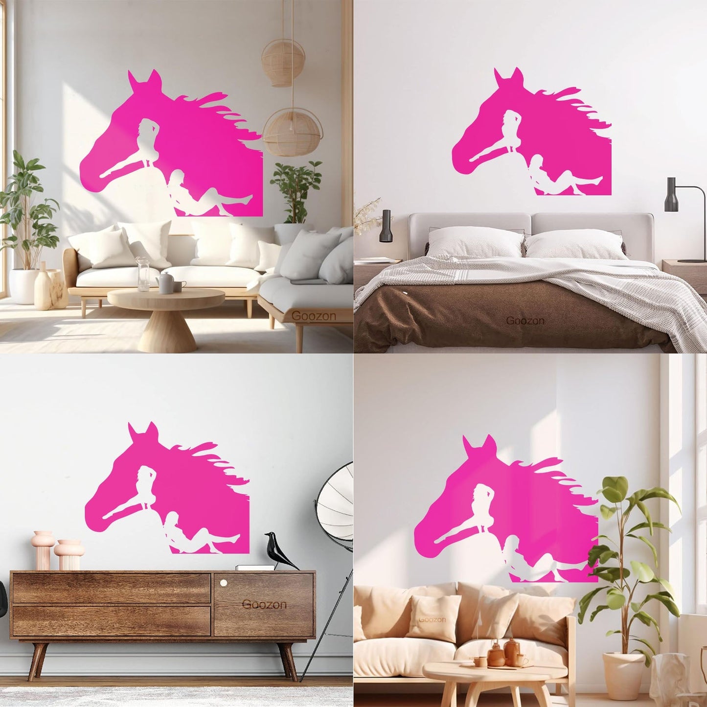 Lettering Decals Horse Head Silhouette Appeal Girls Multi Color Selection