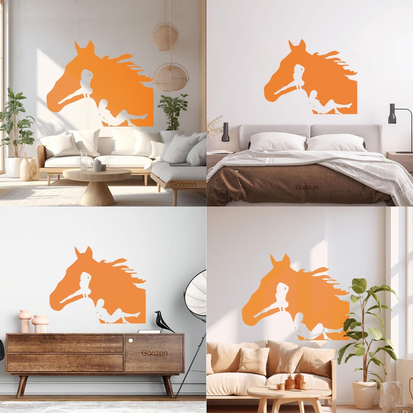 Lettering Decals Horse Head Silhouette Appeal Girls Multi Color Selection